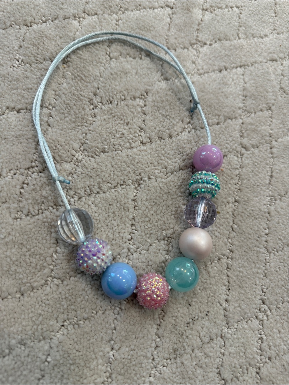 Kids Pastel Bead Necklace - Pink, Blue & Purple